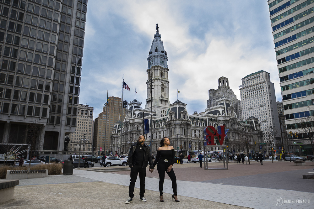 Engagement photos in the Philly subway