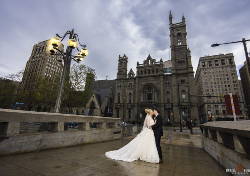 One North Broad portrait of wedding couple